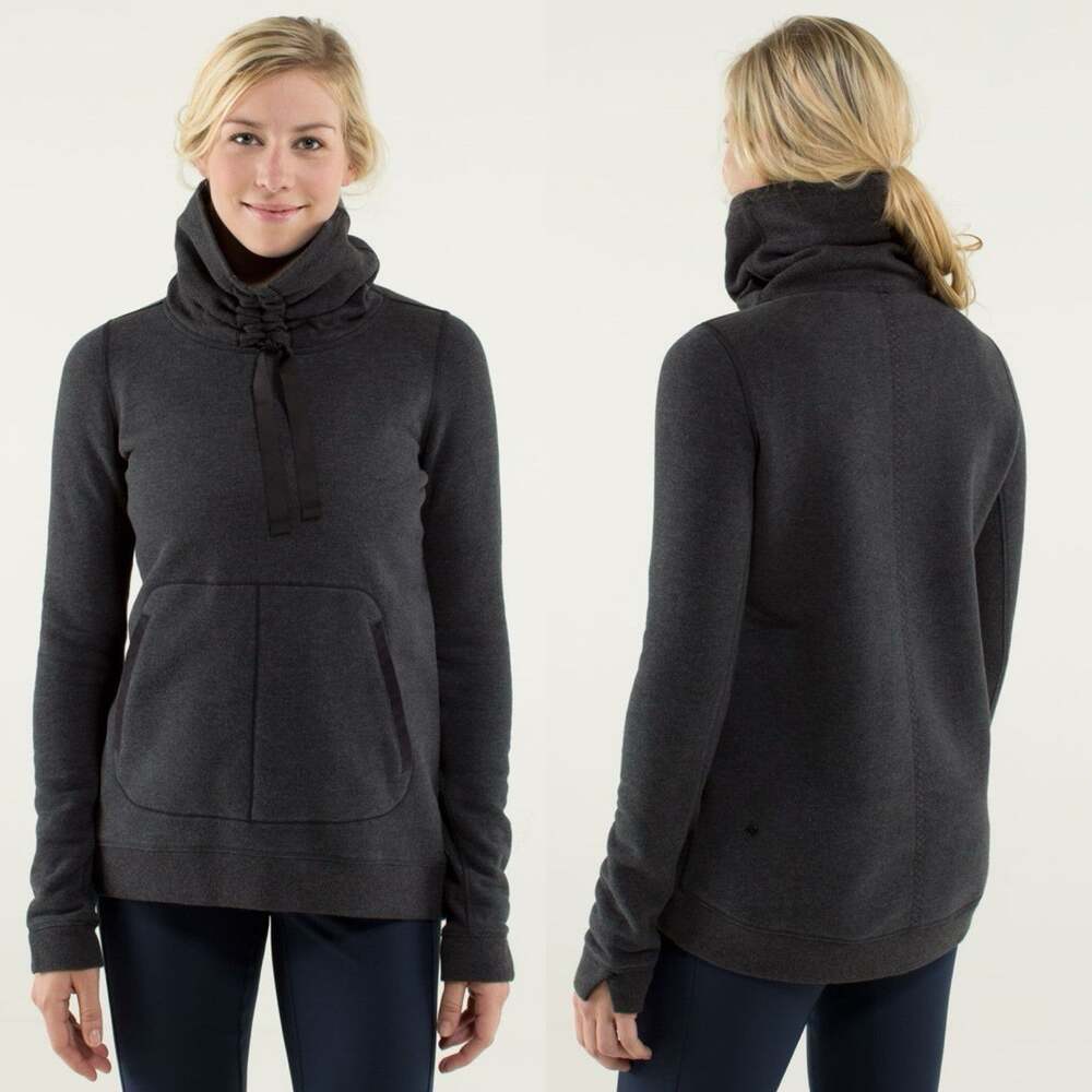 Lululemon Avenue Pullover Sweatshirt Womens Approx 6 Gray Fleece Funnel Neck